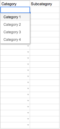 Как сделать выпадающий список в google таблицах