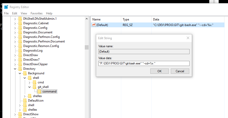 git_shell Data Path in RegEdit