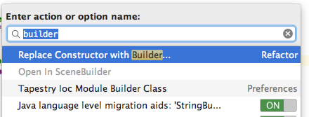 Find Action dialog