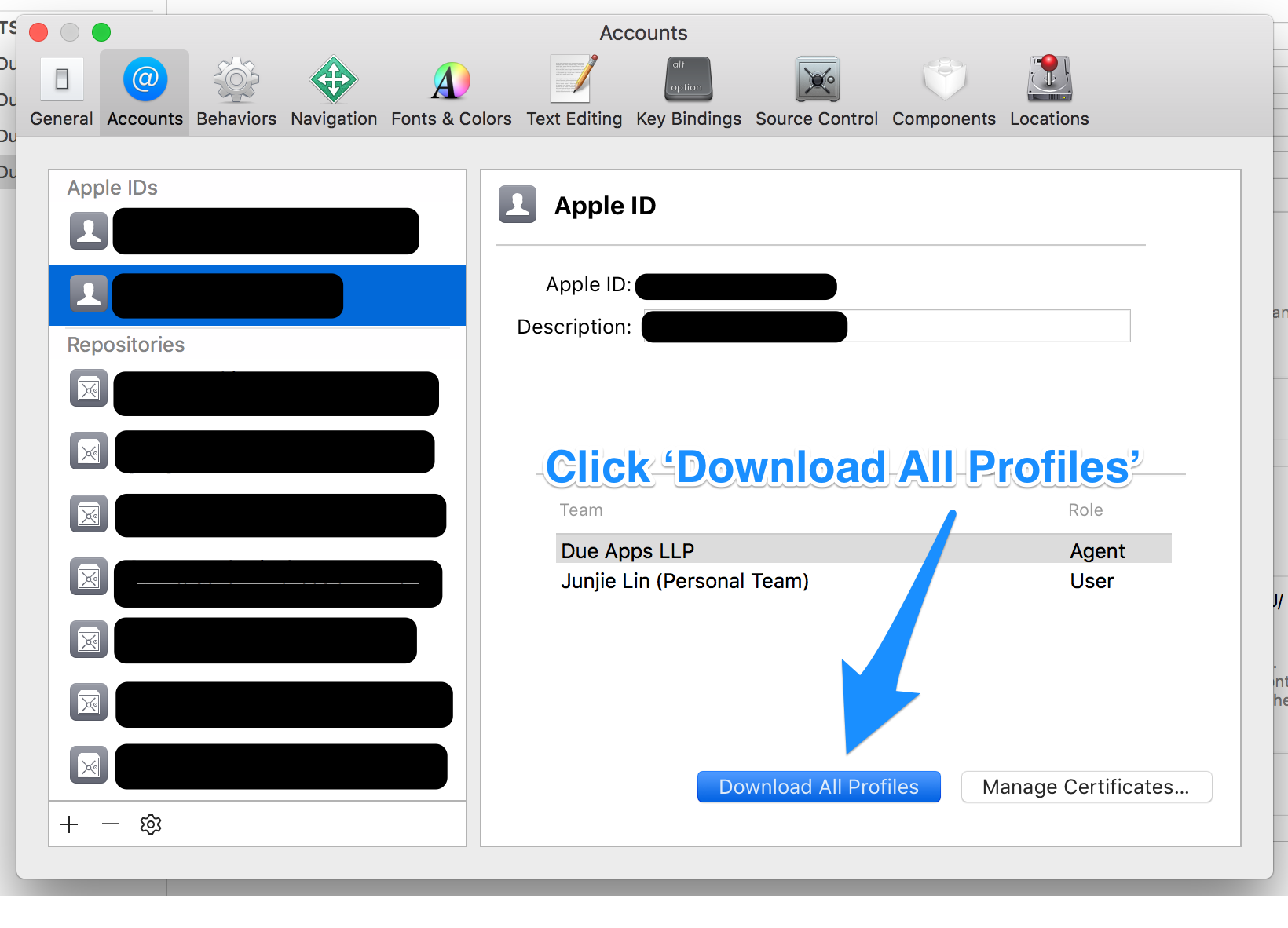 Click Download All Profiles for Xcode to download all the newly generated profiles