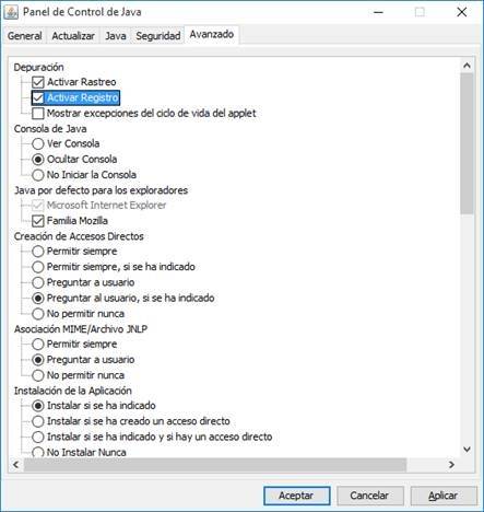 Java Control Panel: logs and tracing