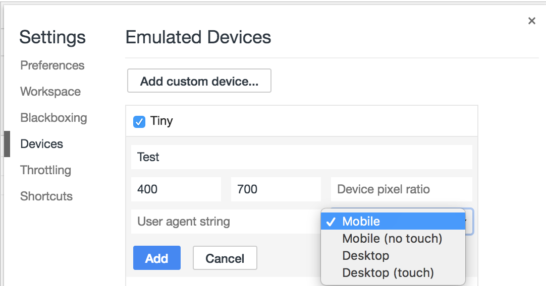 select device type when adding custom devices