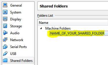 Shared folders settings