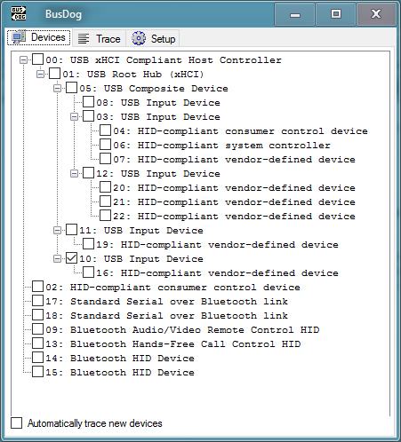 Enumerated USB devices