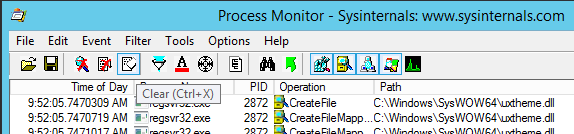 ProcMon Clear Toolbar Button