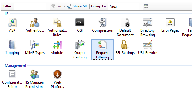 Request Filtering Window in IIS Manager