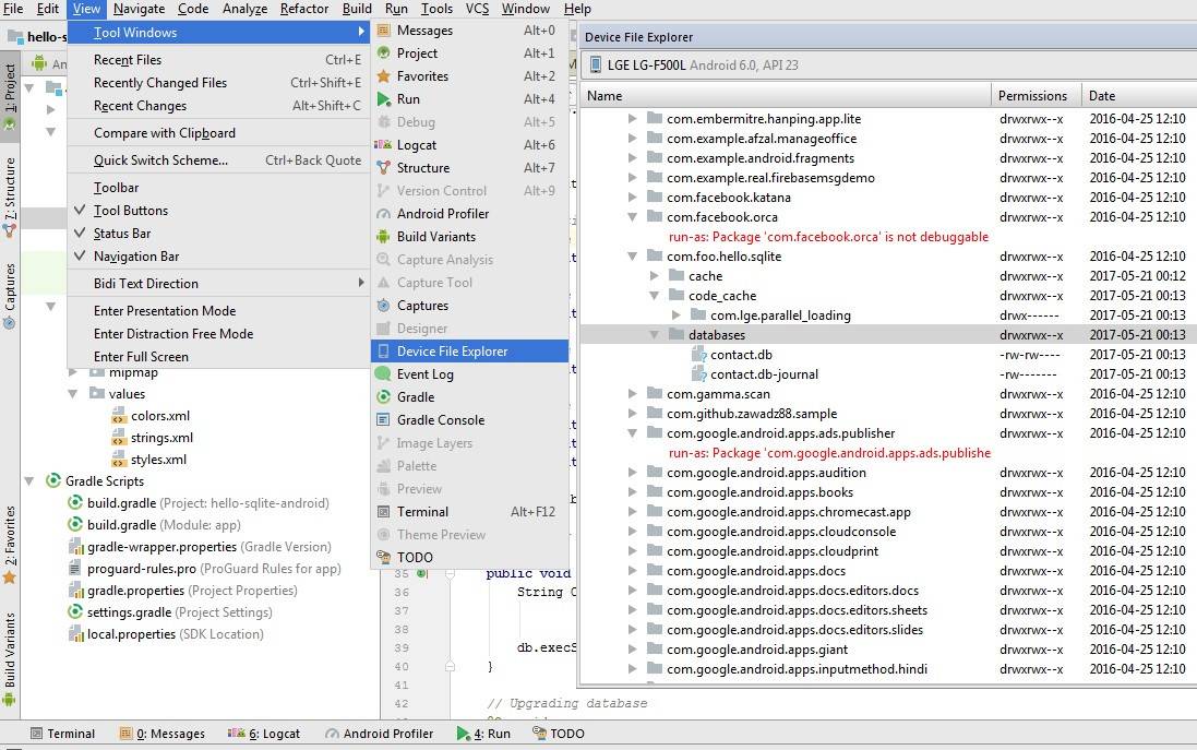 Steps followed in Android Studio 3.0