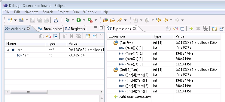 watching pointer as array