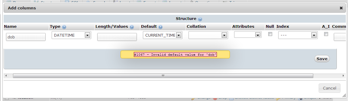 Error screenshot