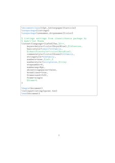 LaTeX document displaying its own source code