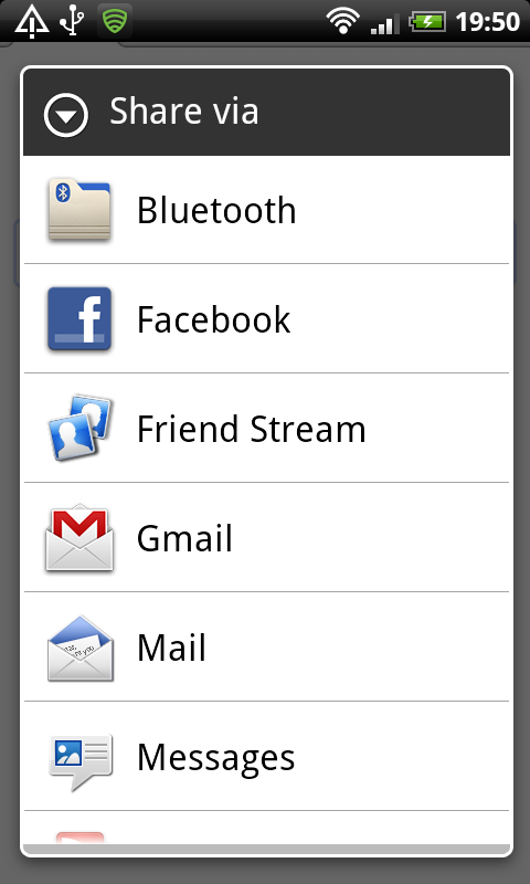 System share menu in android os