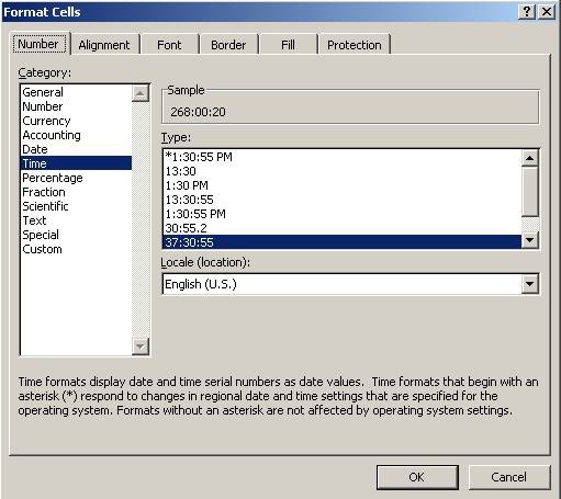 Excel 2010 - Time Format Cell
