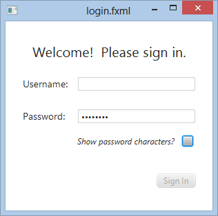 Login dialog with JavaFX PasswordField