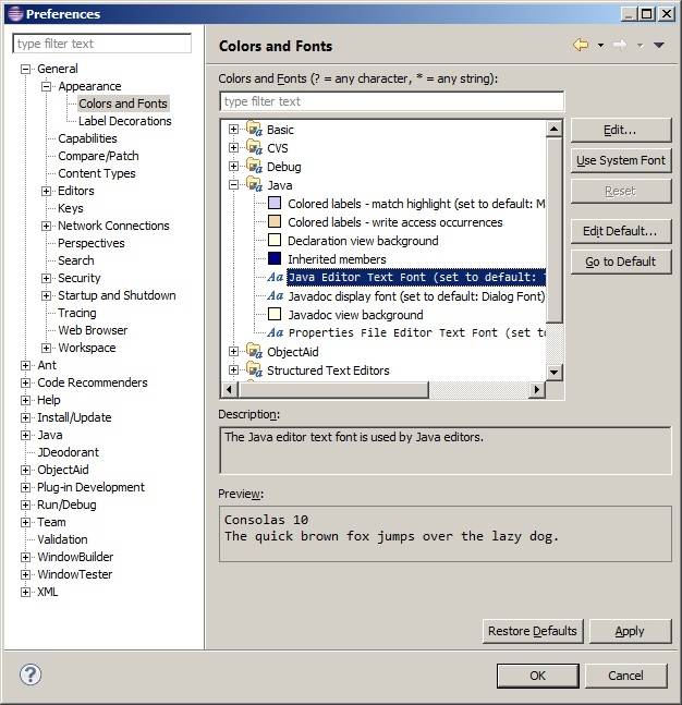 Eclipse Preferences