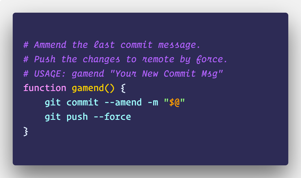 git commit amend in one go