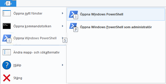 Windows Powershell menu