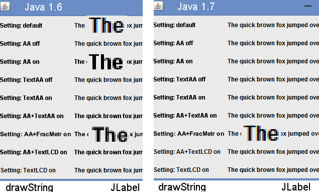 Left side run with Java 1.6, right side with Java 1.7