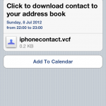 Calendar event with attached contact file