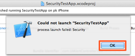 Now press OK in Xcode.