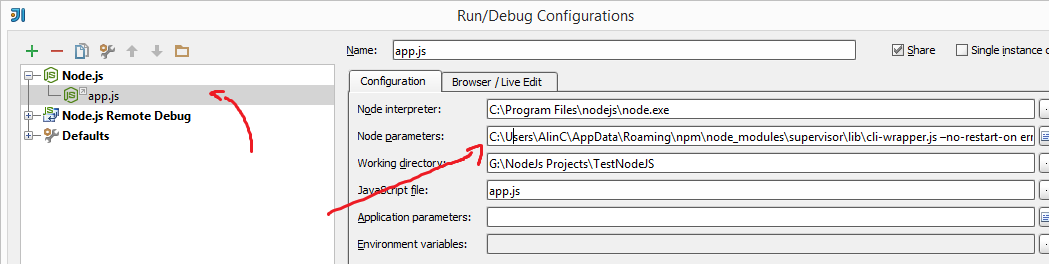 node parameters