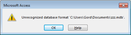 Unrecognized database format
