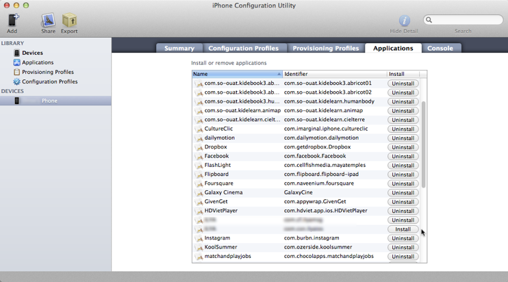Install ipa files using Iphone configuration utility