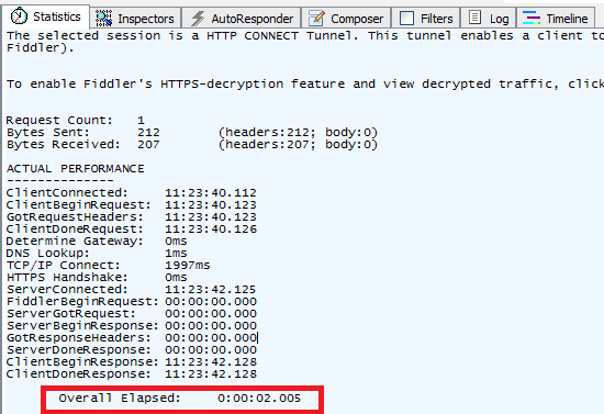 Fiddler response time tab