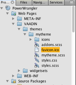 Project view of a favicon’s location, using NetBeans 8