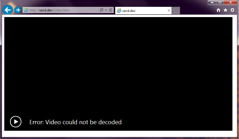 Error when I attempt to load the video in IE11