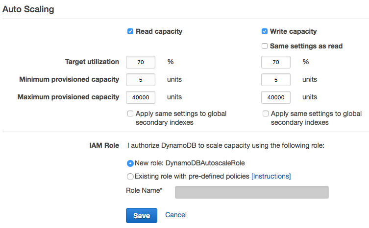 auto scaling configuration