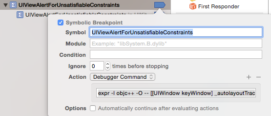 Symbolic breakpoint with custom action