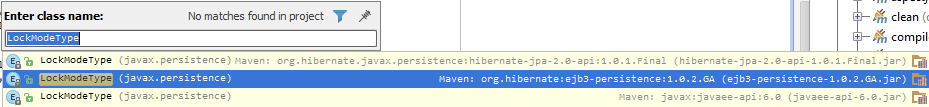 Class LockModeType is found 3x in the project