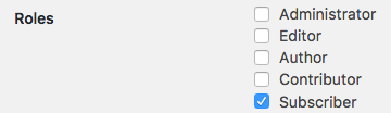 WordPress — Role selection checkboxes
