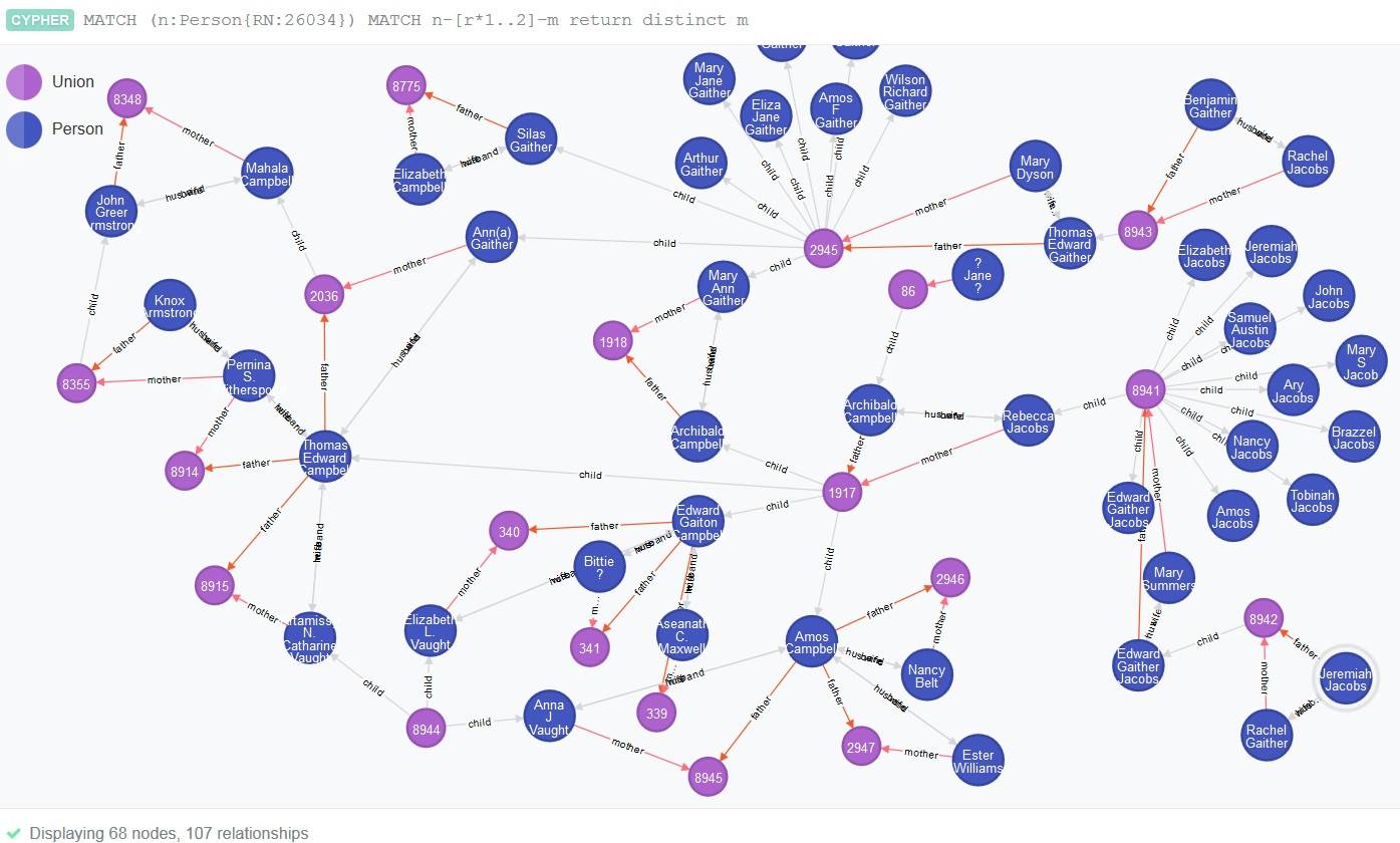 Notice the query.  From the few initial nodes visualized, you can click to open others.