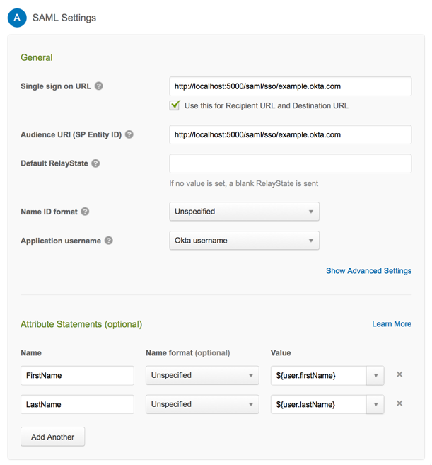 Adding Attribute Statements to an Okta application