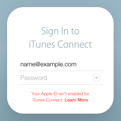 Your Apple ID isn't enabled for iTunes Connect