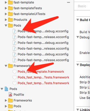 your should delete the pods.framework and pods mark red files