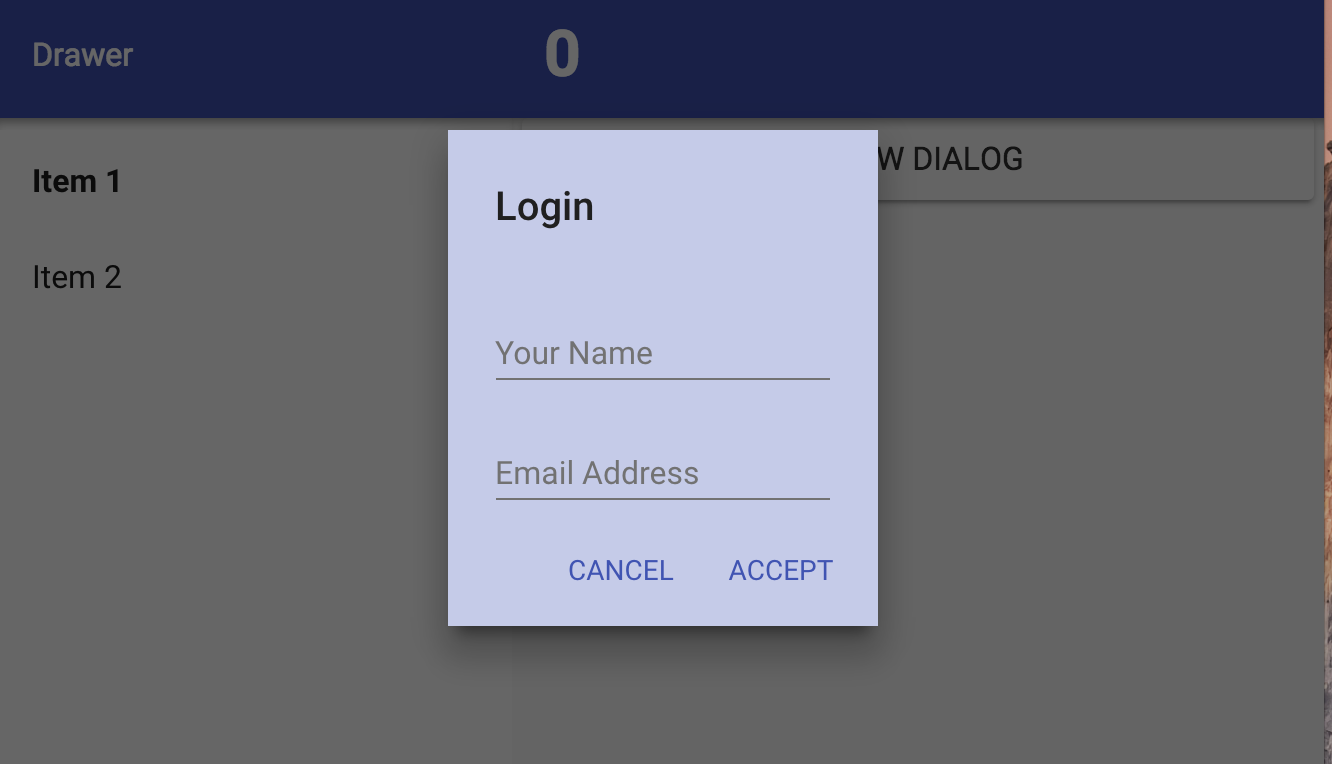 above and centered dialog