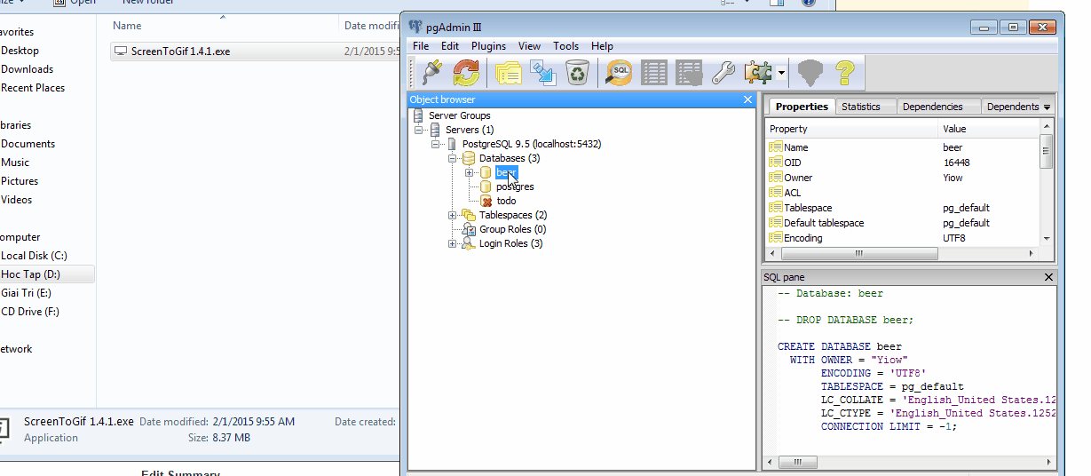 I was create database like this and execute file .sql: