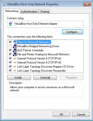Bridge Networking Driver option unchecked