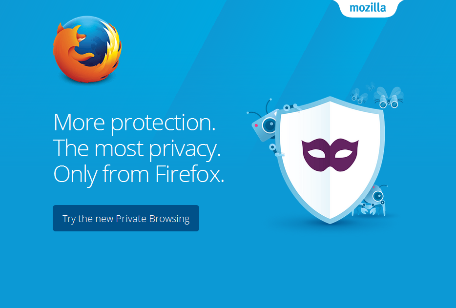 More protection. The most privacy. Mozilla Firefox firstrun screen