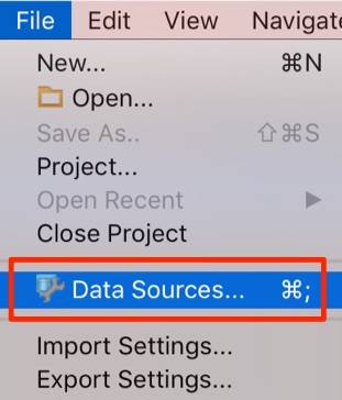 File -> Data Sources...