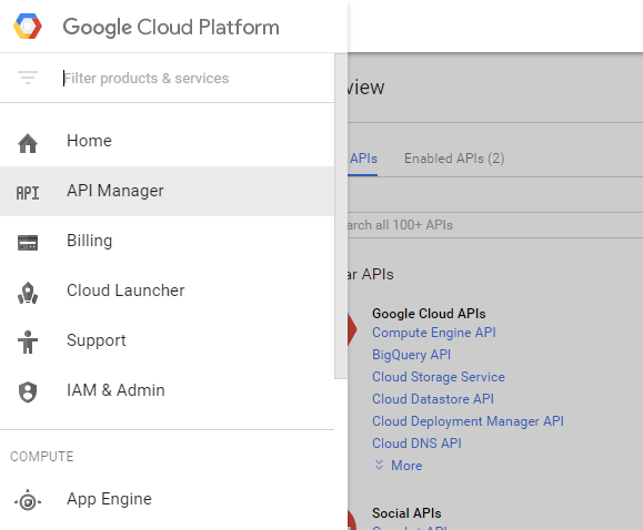Google Cloud Platform API Manager