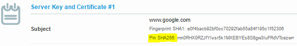 SSL Labs report showing pin