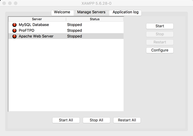 XAMPP Control Panel - Called Manager OSX