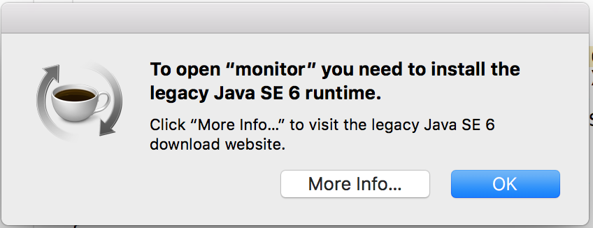 need to install Java SE 6 runtime error