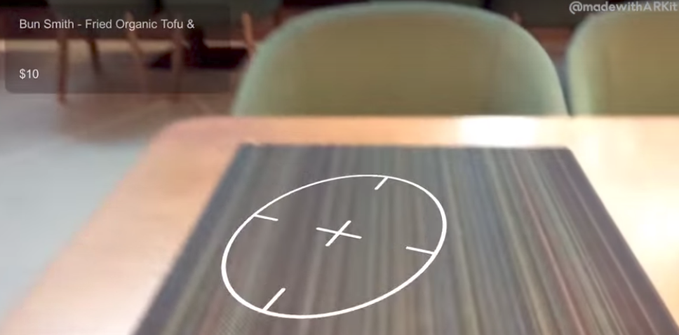 Such as in this image, where it detects how far away the table is.