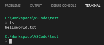 Image of Cmder being successfully loaded in the VS Code integrated terminal.
