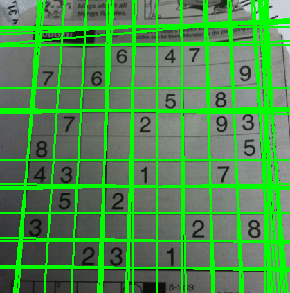 Sudoku image with Hough lines