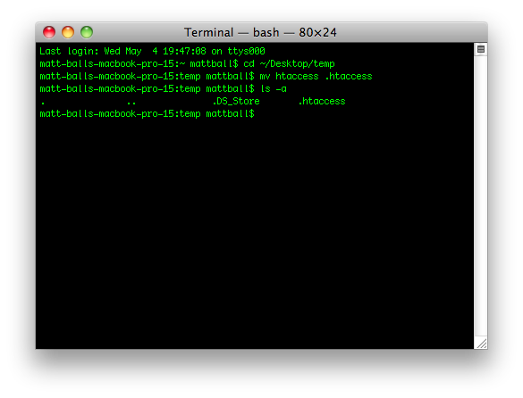 list of commands for terminal on 10.5.8